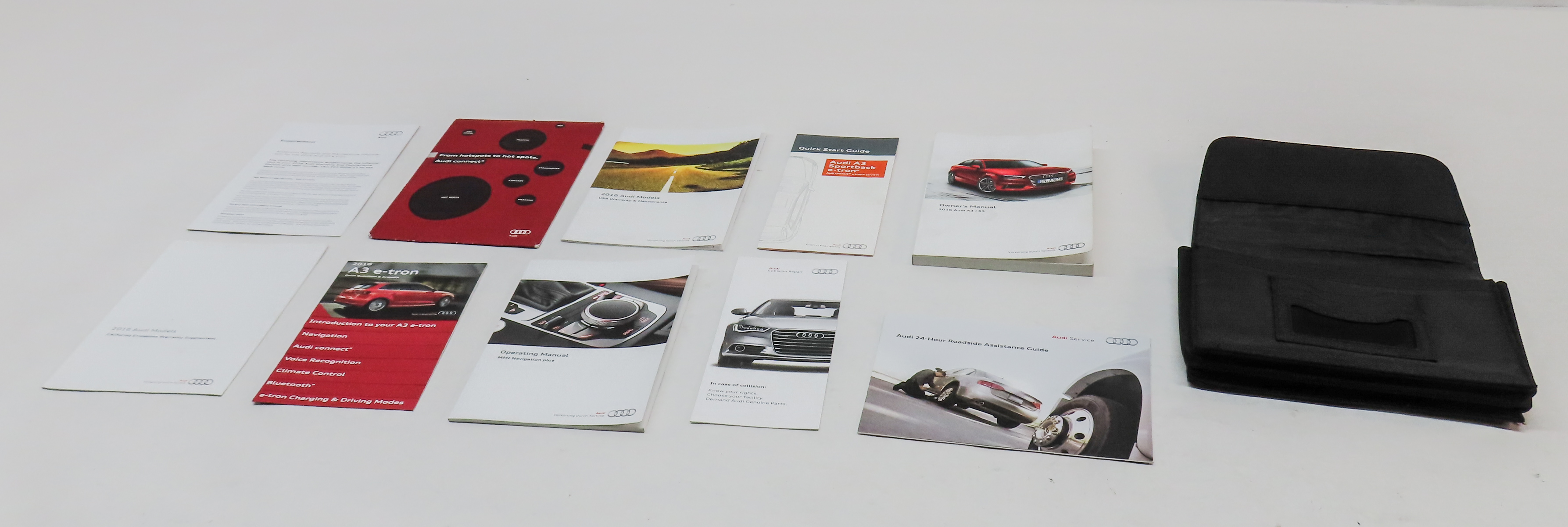 2016 AUDI A3 E-TRON (8V) OWNERS MANUAL BOOKLET SET/11 w/CASE — exact item pictured